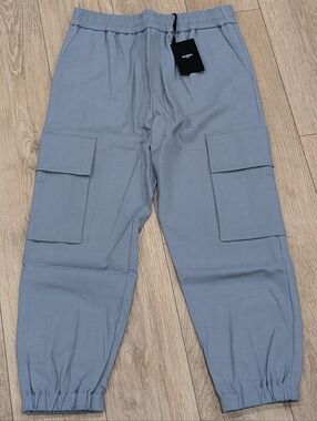 $1470 Mens Balmain Tapered Leg Cargo Pants Gris Chrome 48 US 32